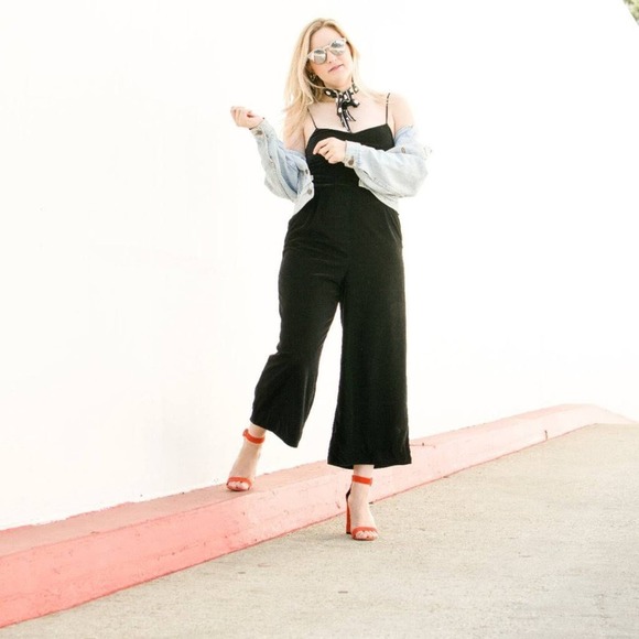 New J. Crew Cropped Wide Leg Jumpsuit in Black Velvet Size 14 $128 - Picture 3 of 10